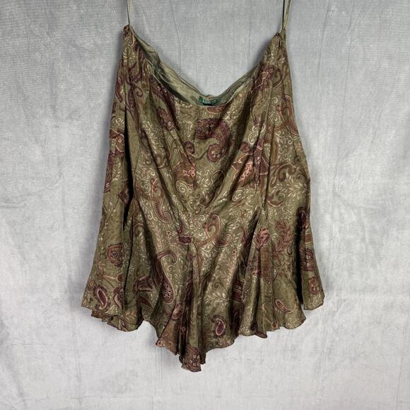 Vintage Ralph Lauren Silk Flounce Tulip Hem Paisley Lined Zipper Skirt Plus 18W - Picture 2 of 16